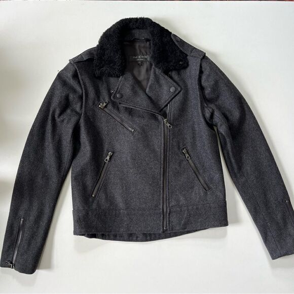 RAG & BONE Bowery Jacket Wool Shearling 0 - Picture 5 of 13